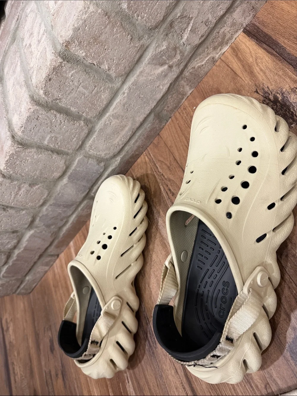 CROCS Beige Ventilated Clog with Heel Strap